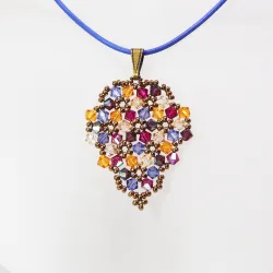 Pendant 40cm - Malvina Grapes-Lavender Leather - Pendant 40cm - Laiton bronze